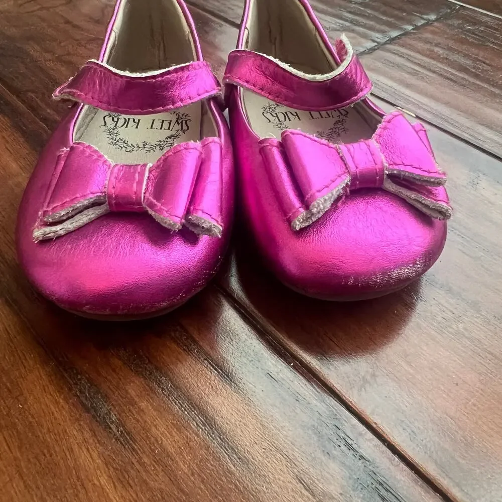 Sweet Kicks Bow‎ MaryJane 5t Pink Metallic Girly